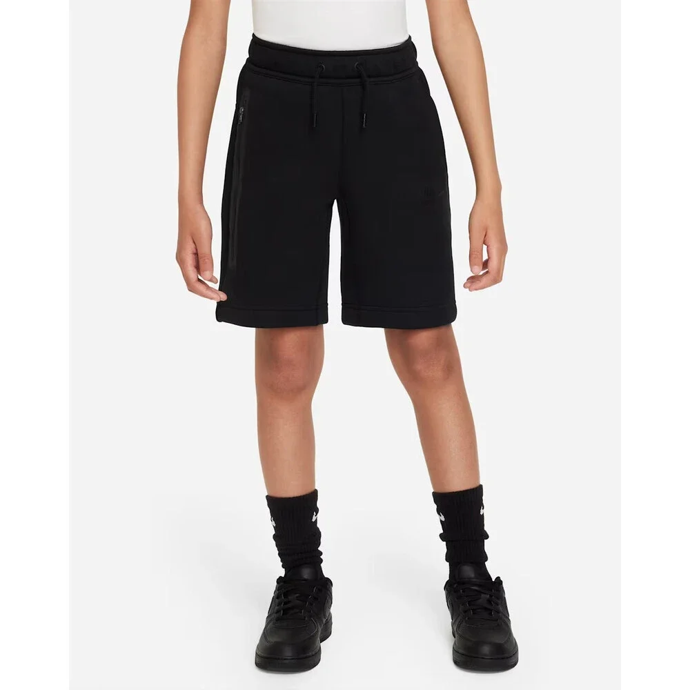 Nike Tech Sweat Shorts Boys XS Black Fleece Drawstring Waist Performance KFC1141
